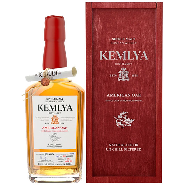 Виски Kemlya American Oak Single Malt Single Cask in wooden box 0,7 л фото