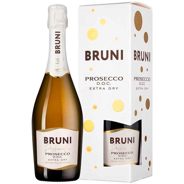 Вино игристое Белое Брют Bruni Prosecco Extra Dry in gift box 0,75 л фото