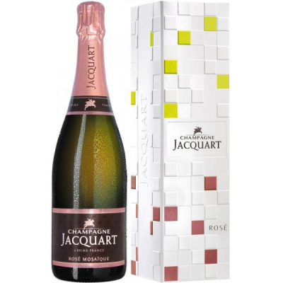 Вино игристое Розовое Брют Jacquart Mosaique Rose Brut Champagne in gift box 0,75 л фото