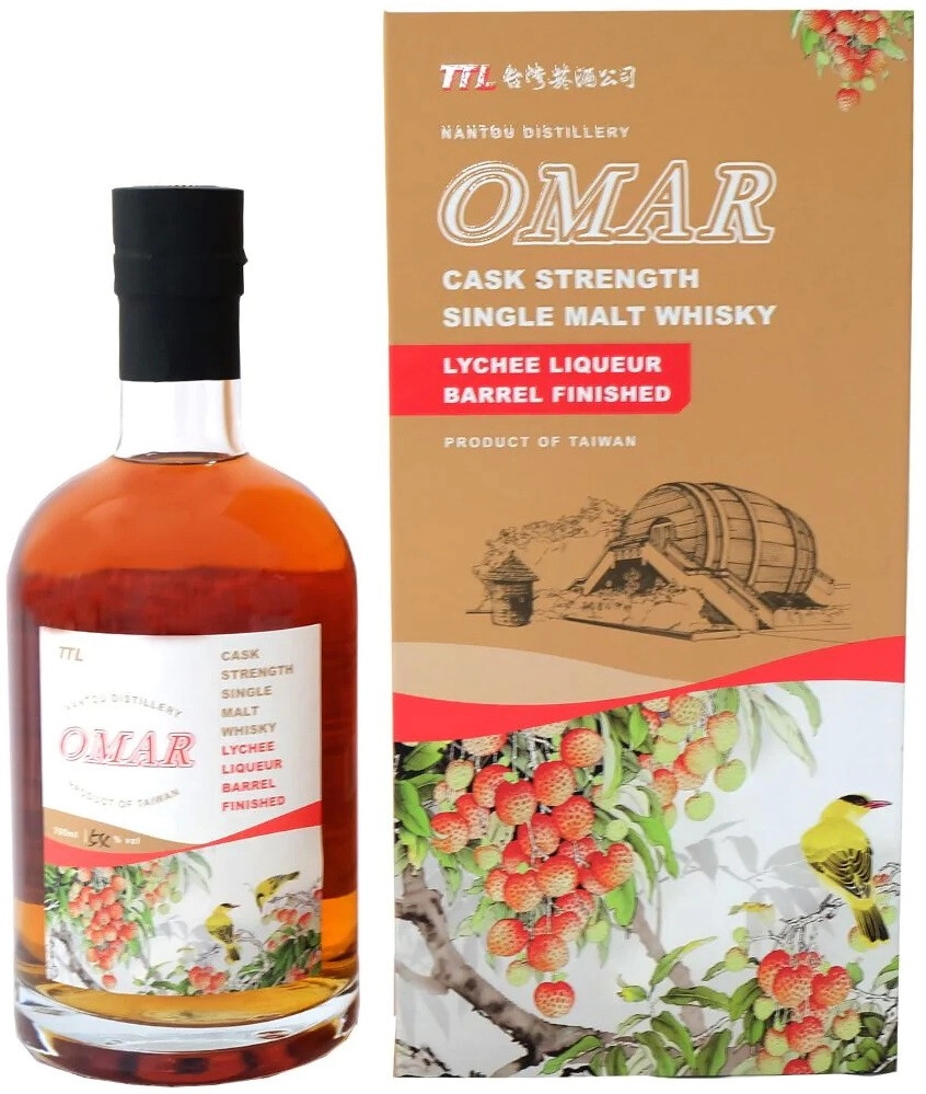 Виски Omar Cask Strength Single Malt Lychee Liqueur Barrel Finished in gift box 0,7 л фото