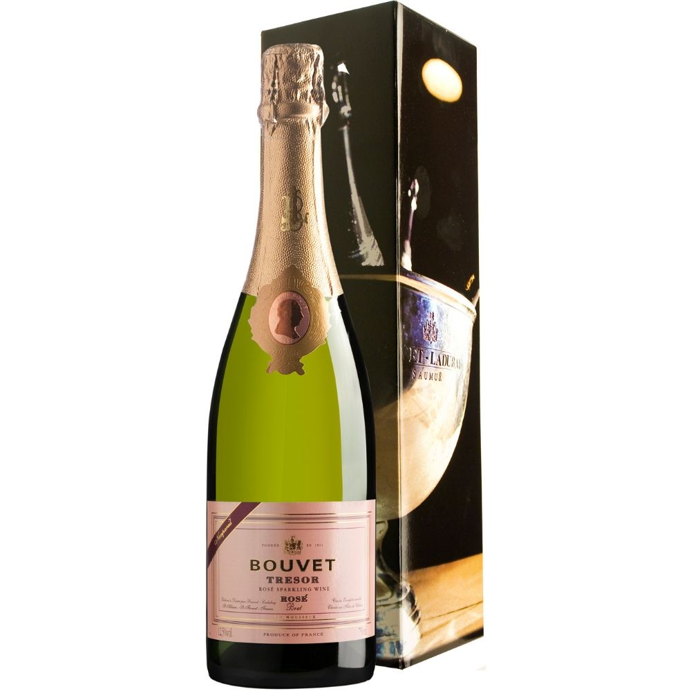 Вино игристое Розовое Брют Bouvet-Ladubay Tresor Brut Rose in gift box 2020 0,75 л фото