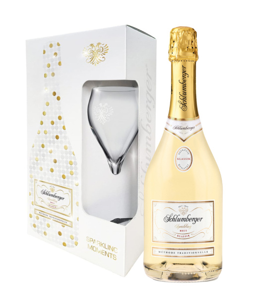Вино игристое Schlumberger Sparkling Brut Klassik with a glass in gift box 0,75 л фото