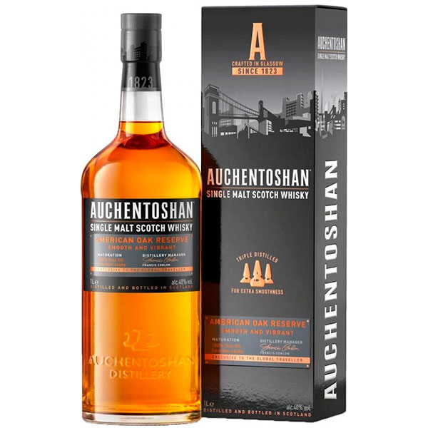 Виски Auchentoshan American Oak Reserve Single Malt Lowland in gift box 1 л фото