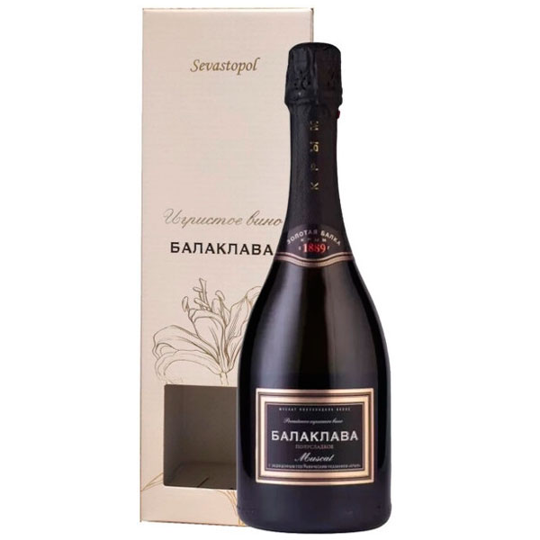 Вино игристое Белое Полусладкое Zolotaya Balka Balaklava Muscat in gift box 0,75 л фото
