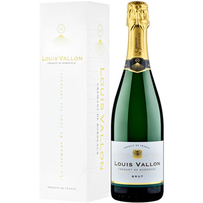 Вино игристое Белое Брют Louis Vallon Cremant de Bordeaux Brut in gift box 0,75 л фото