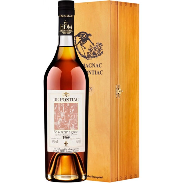 Арманьяк De Pontiac Bas-Armagnac in wooden box 1969 0,7 л фото