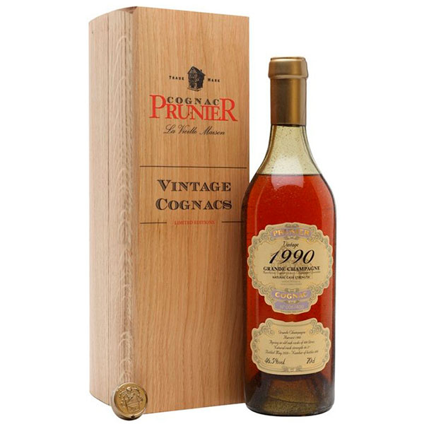 Коньяк Prunier Grande Champagne in wooden box 1990 0,7 л фото