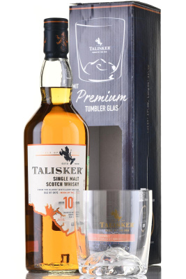 Виски Talisker 10 years old Single Malt Skye with a glass in gift box 0,7 л фото