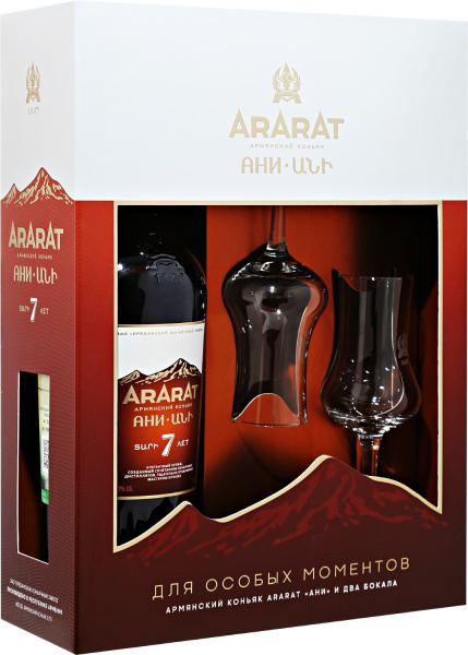 Бренди Ararat Ani 7 years with 2 glasses in gift box 0,7 л фото