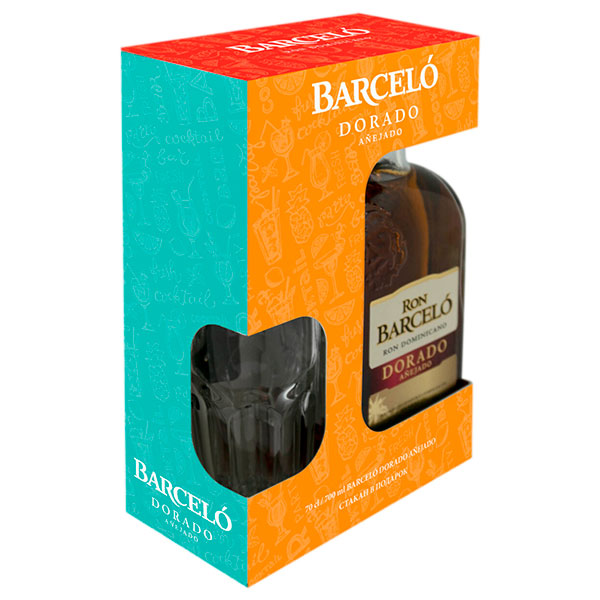 Ром Barcelo Dorado Anejado with a glass in gift box 0,7 л фото