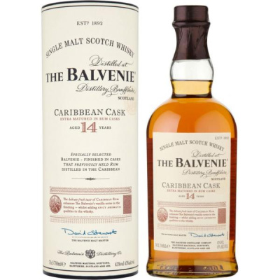 Виски Balvenie Caribbean Cask 14 Years Old Single Malt Speyside in tube 0,7 л фото