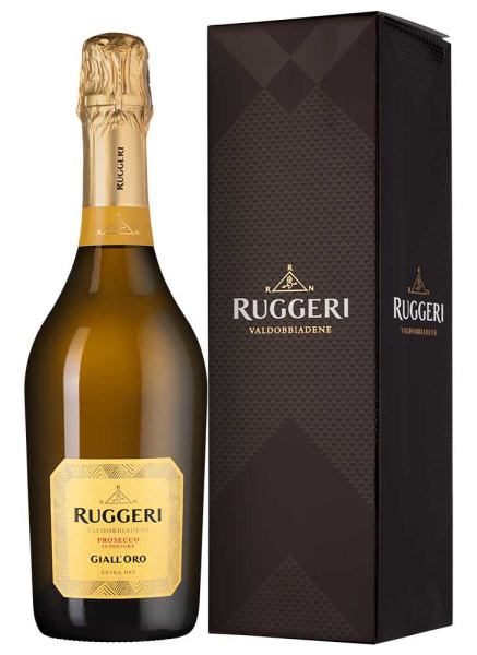 Вино игристое Белое Сухое Ruggeri Giall'Oro Valdobbiadene Prosecco Superiore in gift box 2024 0,75 л фото