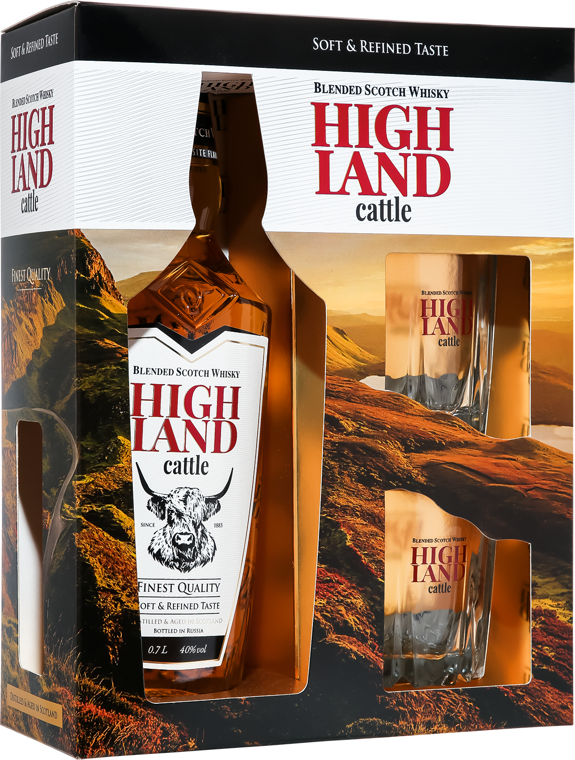 Виски Highland Cattle Blended with 2 glasses in gift box 0,7 л фото