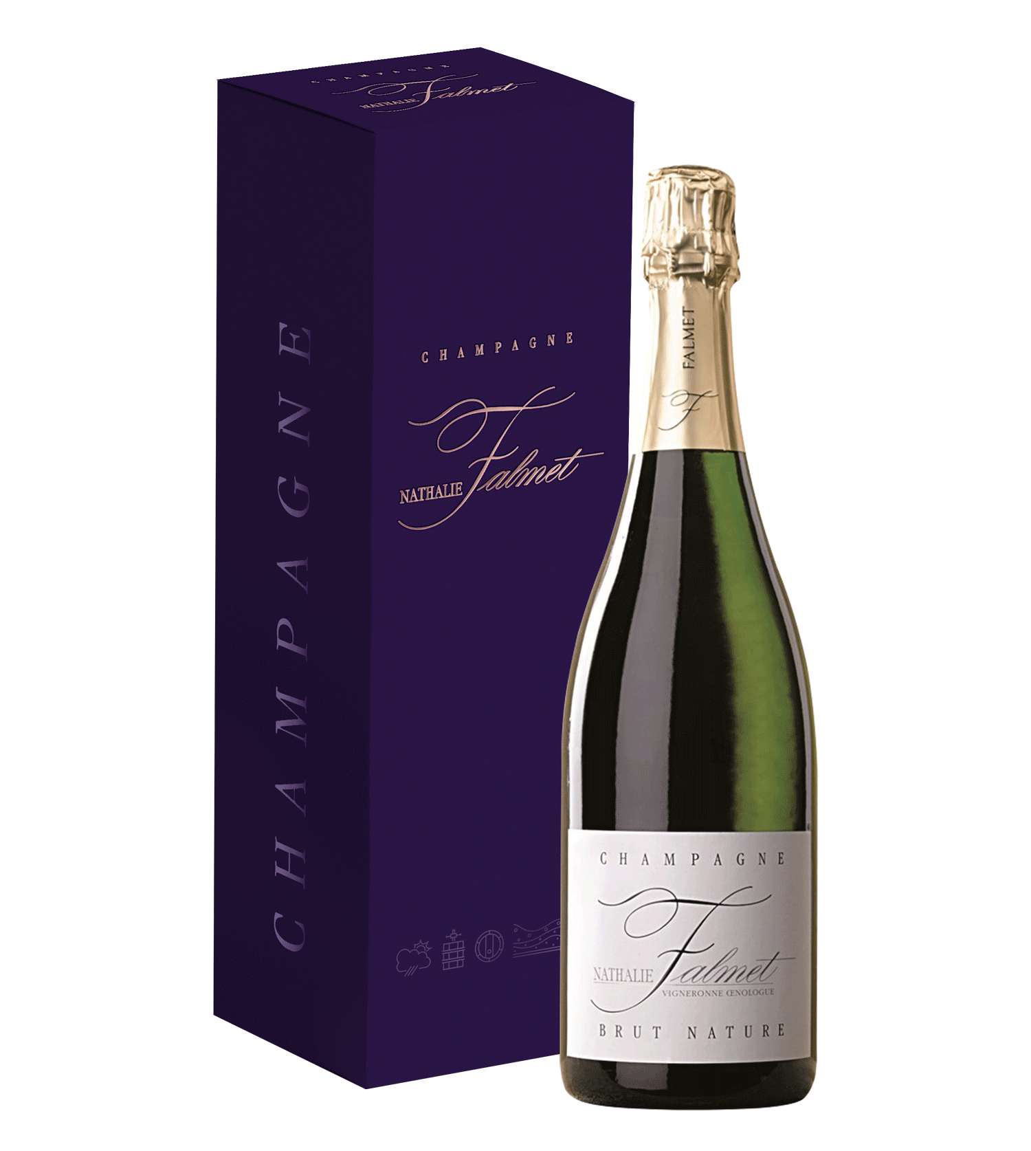 Вино игристое Nathalie Falmet Brut Nature Champagne in gift box 2018 0,75 л фото
