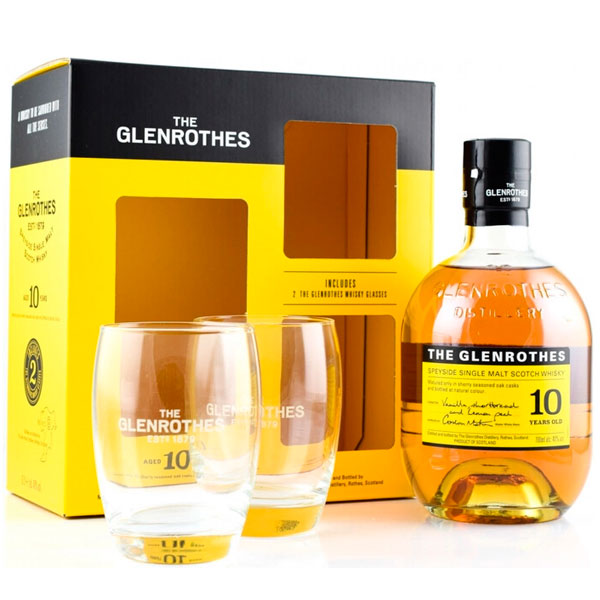 Виски Glenrothes 10 Years Old Single Malt Speyside with 2 glasses in gift box 0,7 л фото