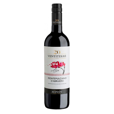 Вино Красное Полусухое Zonin 20 Ventiterre Montepulciano d'Abruzzo 2019 0,75 л фото