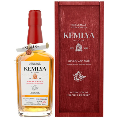 Виски Kemlya American Oak Single Malt Single Cask in wooden box 0,7 л фото