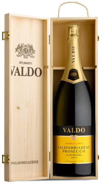 Вино игристое Вальдо Марка Оро Вальдоббьядене Просекко Супериоре в дер. кор. 2023 Белое Брют 11% 3 л фото