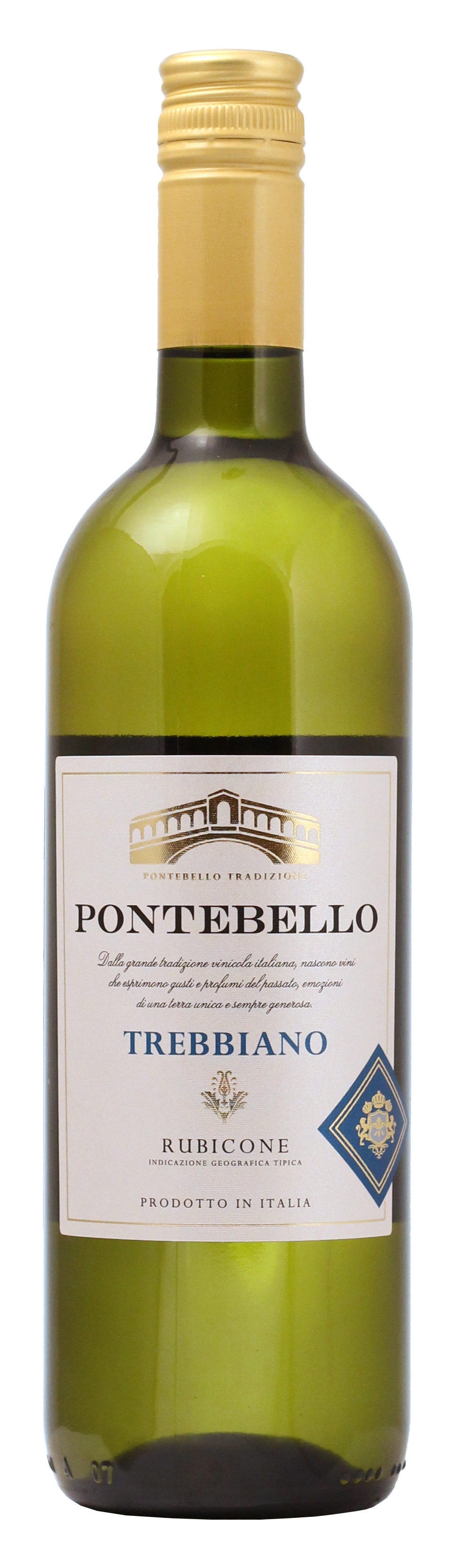 Вино Белое Сухое Pontebello Trebbiano Rubicone 2022 0,75 л фото
