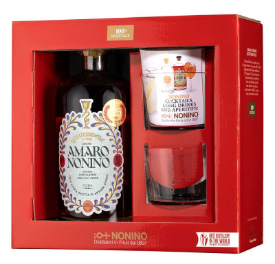 Ликер Nonino Amaro Quintessentia with 2 glasses in gift box 0,7 л фото