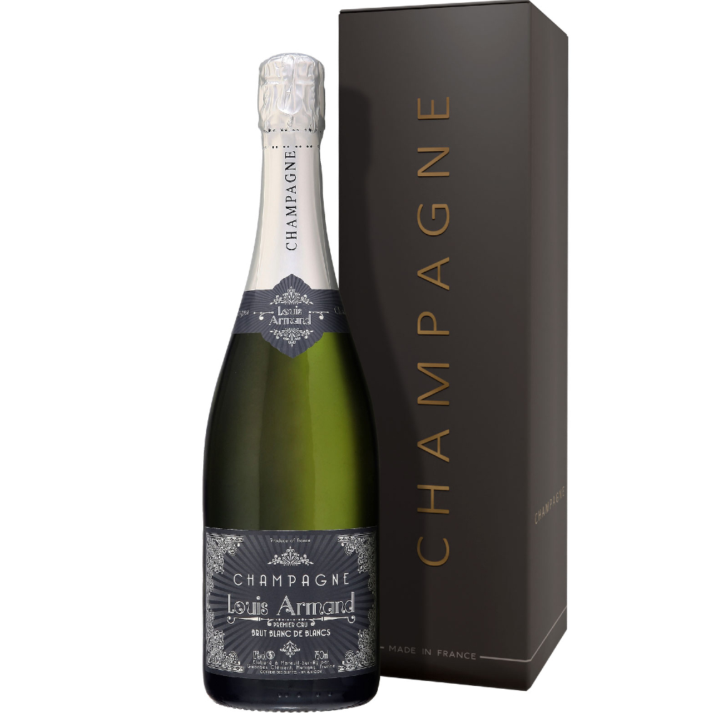 Вино игристое Белое Брют Louis Armand Premier Cru Blanc de Blancs Brut Champagne in gift box 2022 0,75 л фото