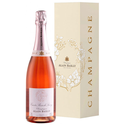 Вино игристое Розовое Брют Alain Bailly Cuvee Rose de Serzy Brut Champagne in gift box 0,75 л фото