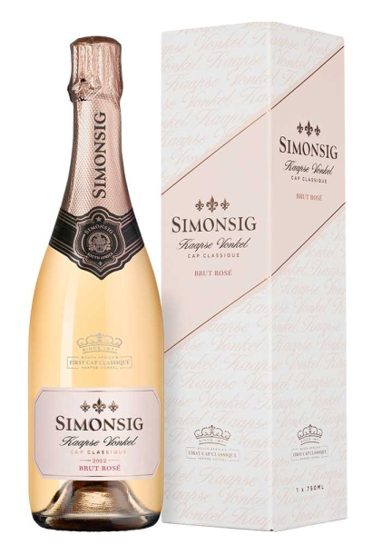 Вино игристое Розовое Simonsig Kaapse Vonkel Cap Classique Brut Rose in gift box 2022 0,75 л фото
