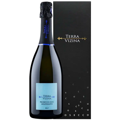 Вино игристое Белое Брют Terra Vizina Prosecco Brut Millesimato in gift box 2022 0,75 л Вино игристое Белое Брют Terra Vizina Prosecco Brut Millesimato in gift box 2022 0,75 л фото