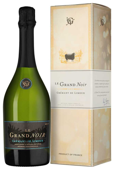 Вино игристое Белое Le Grand Noir Cremant de Limoux in gift box 2023 0,75 л фото