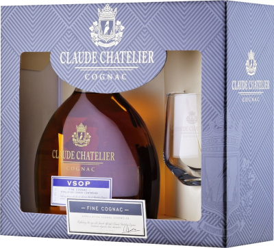 Коньяк Claude Chatelier VSOP with a glass in gift box 0,5 л фото