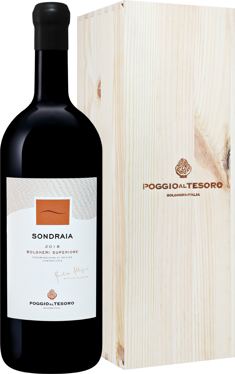 Вино Красное Сухое Poggio Al Tesoro Sondraia Bolgheri Superiore in gift box 2018 1,5 л фото