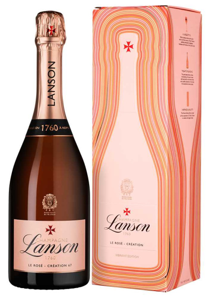 Вино игристое Розовое Брют Lanson Le Rose Creation Champagne in gift box 2019 0,75 л фото