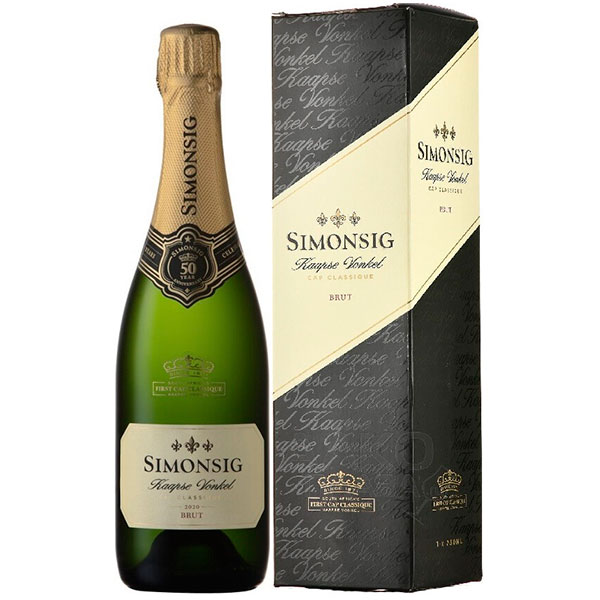 Вино игристое Белое Брют Simonsig Kaapse Vonkel Cap Classique Brut in gift box 2020 0,75 л фото