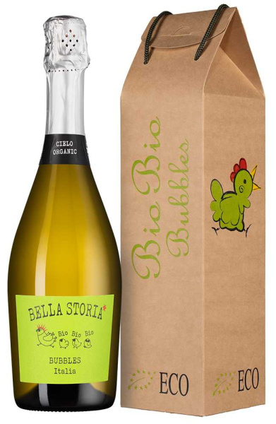 Вино игристое Белое Cielo e Terra Bio Bio Bubbles in gift box 2024 0,75 л фото