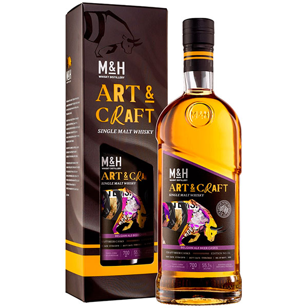 Виски M&H Art & Craft Belgian Ale Beer Casks Single Malt in gift box 0,7 л фото