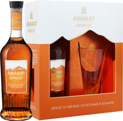 Бренди Ararat Apricot gift box with a glass 0,5 л фото
