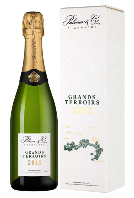Вино игристое Белое Брют Palmer & Co Grands Terroirs Champagne in gift box 2015 0,75 л фото