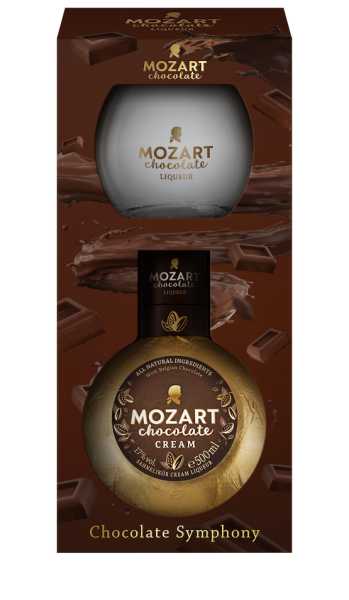 Ликер Mozart Chocolate Cream in gift box with round glass 0,5 л фото