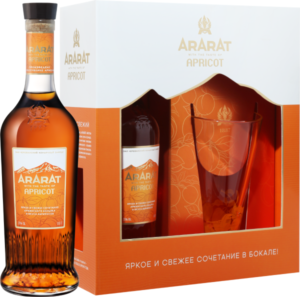 Бренди Ararat Apricot gift box with a glass 0,5 л фото