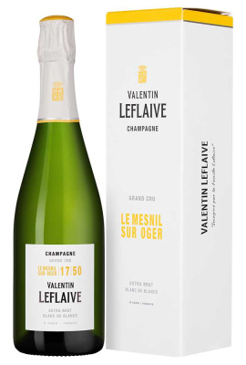 Вино игристое Белое Экстра Брют Valentin Leflaive Le Mesnil Sur Oger Grand Cru Blanc de Blancs Extra Brut in gift box 2017 0,75 л фото
