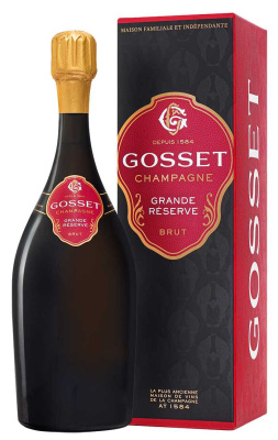Вино игристое Белое Экстра Брют Gosset Grande Reserve Brut Champagne in gift box 2019 1,5 л фото