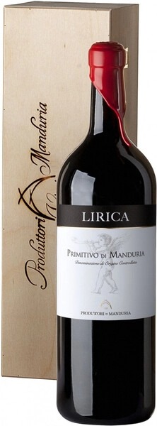 Вино Красное Сухое Produttori di Manduria Lirica Primitivo di Manduria in wooden box 2023 3 л фото