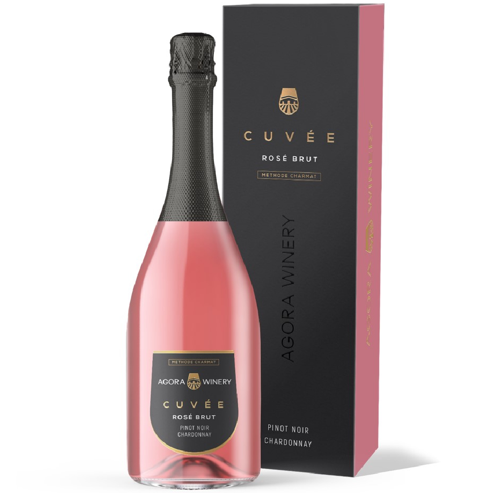 Вино игристое Розовое Брют Agora Cuvee Pinot Noir Chardonnay in gift box 2025 0,75 л фото