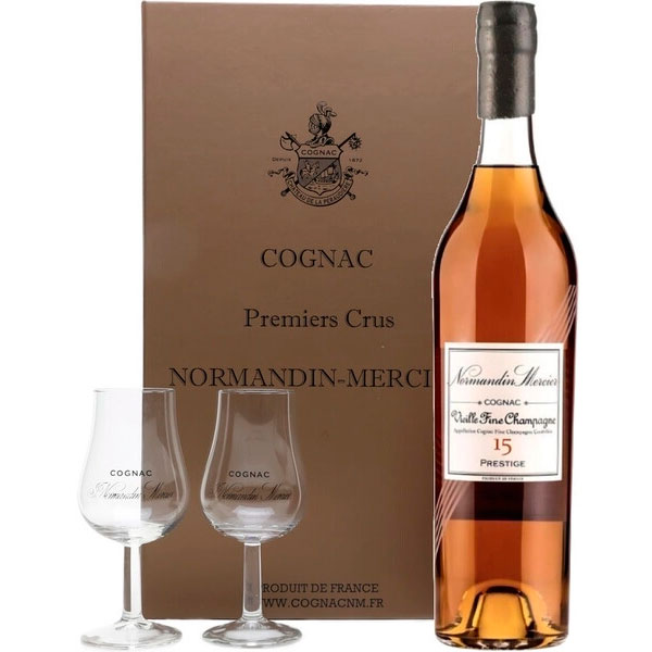 Коньяк Normandin-Mercier Prestige Vieille Fine Champagne with 2 glasses in gift box 0,7 л фото