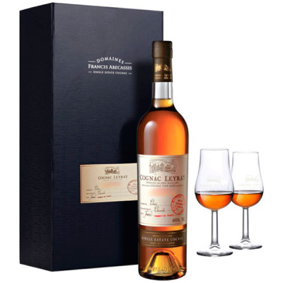 Коньяк Leyrat XO Hors d'Age Fins Bois with 2 glasses in gift box 0,7 л фото