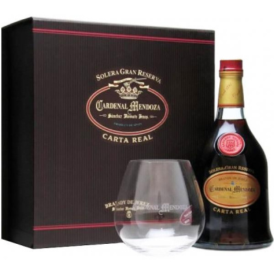 Бренди Cardenal Mendoza Carta Real Solera Gran Reserva Brandy de Jerez with glass in gift box 0,7 л фото