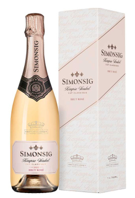 Вино игристое Розовое Simonsig Kaapse Vonkel Cap Classique Brut Rose in gift box 2022 0,75 л фото
