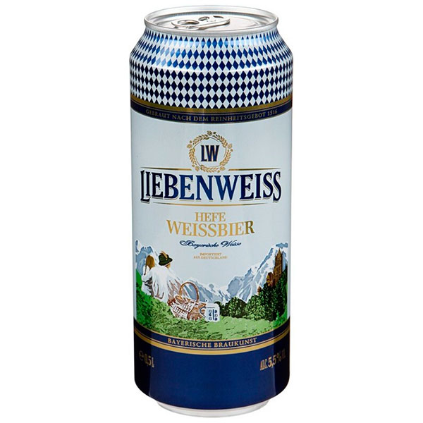 Пиво Светлое Liebenweiss Hefe-Weissbier in can 0,5 л фото