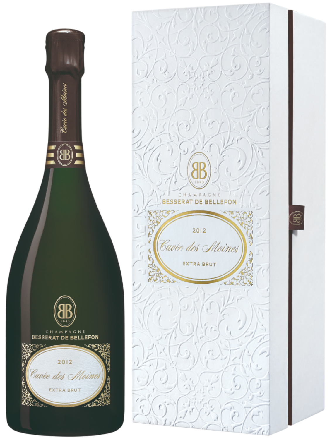 Вино игристое Besserat de Bellefon Cuvee des Moines Champagne in gift box 2012 0,75 л фото