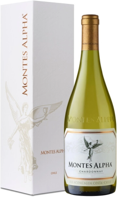 Вино Белое Сухое Montes Alpha Chardonnay Aconcagua Costa in gift box 2023 0,75 л фото